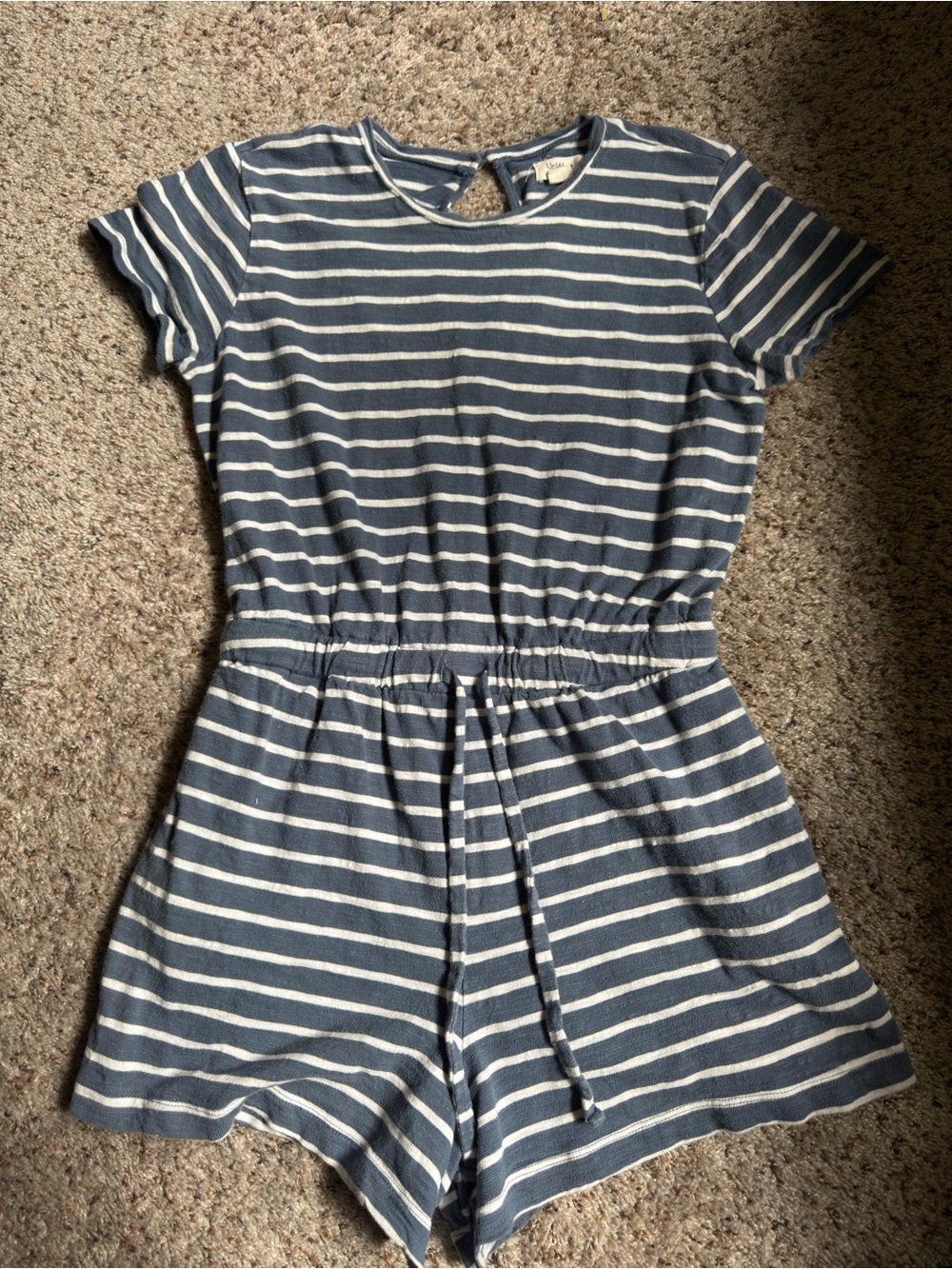 UpWest Blue and White Striped Womenβs Shorts Romper
